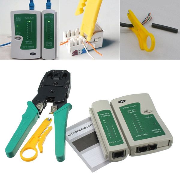 Doersupp 1PC Cable Crimper RJ45 RJ11 RJ12 CAT5 LAN Network Tool Kit Testeur de câble Stripper Crimper Plier DC 9V Magnatic Steel Y200321