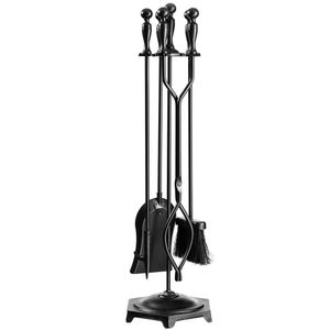 DOEWORKS Tools Sets Ensemble d'outils 5 pièces pour cheminée intérieure et foyer extérieur (support, tisonnier, pinces, pelle, brosse)