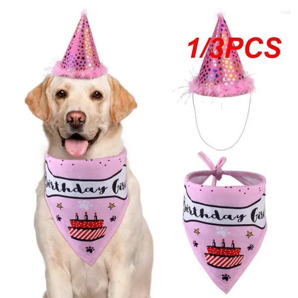 Vêtements de chien 1 / 3PCS Party Pet Dogs Caps Chat Bavoirs Costume d'anniversaire Design Chapeau Chapeau de Noël Bandana Écharpe Animaux Accessoires