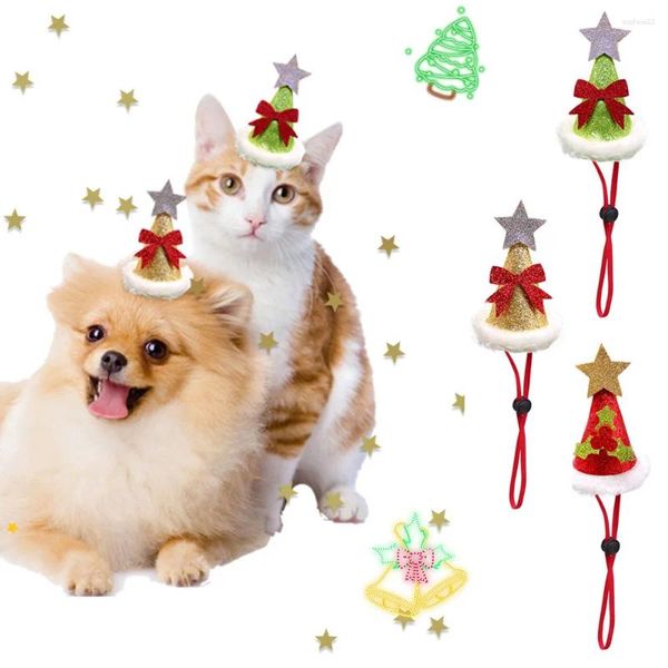 Vêtements de chien 1 pc décorations de chiot de Noël arbre de Noël anniversaire décoration anniversaire chapeau arc accessoires 2024