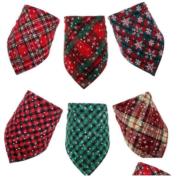 Vêtements pour chiens 1 pcs Bandana de Noël Fournitures pour animaux de compagnie Chiens Animaux Bandanas Écharpe Petits bavoirs Coton Chiot Accessoires Boutique Drop Livraison Accueil Dhwkr