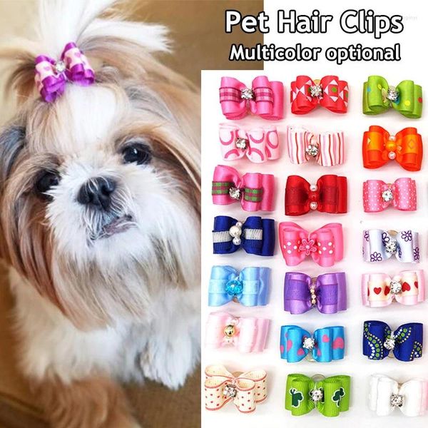 Ropa para perros 1 PCS Pet Cat Hair Bows Color al azar Bandas de goma de Navidad Hecho a mano Boutique Accesorios de aseo