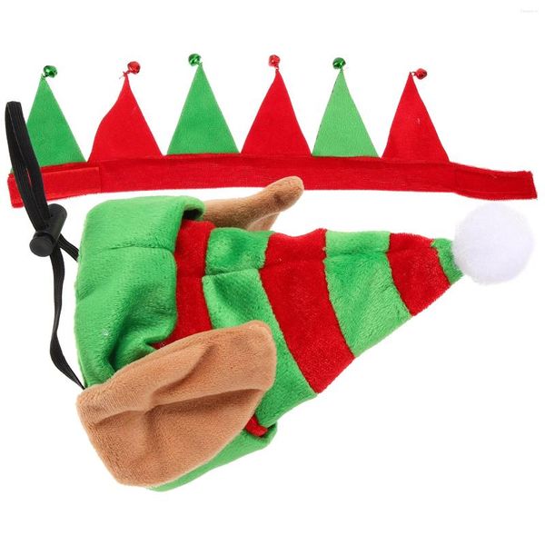 Vêtements de chien 1 ensemble de casquette de Noël pour animaux de compagnie Cosplay Elf Collier Chapeau Chiot Chapeaux Décoration