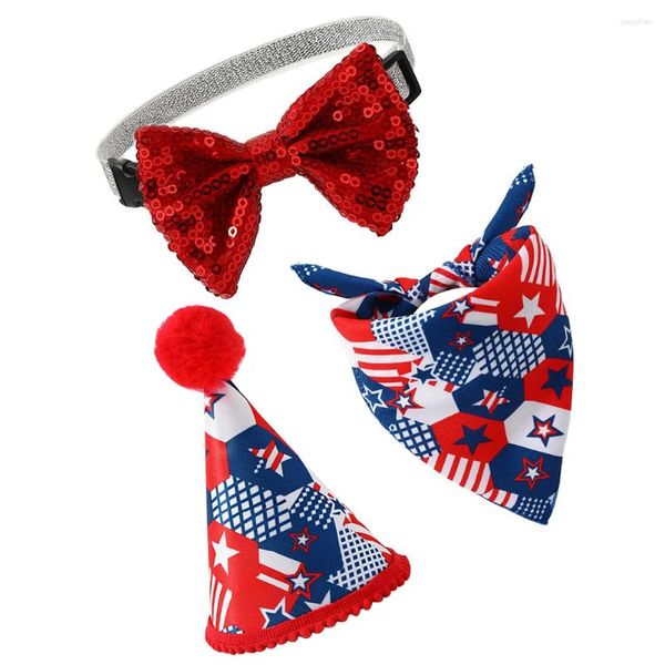 Vêtements pour chiens 1 ensemble du 4 juillet costume drapeau américain arc patriotique animal de compagnie triangle