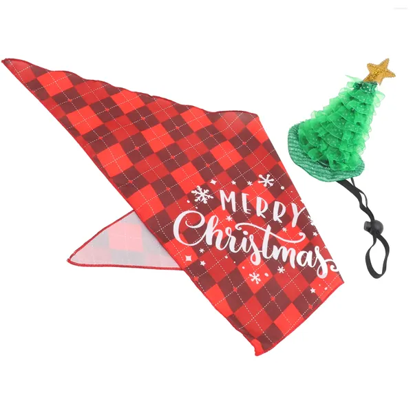 Appareils pour chiens 1 ensemble de fêtard de Noël chapeau de compagnie et bandana adorable Noël belle écharpe triangulaire