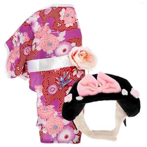 Hondenkleding 1 set Japanse kimono voor bedrukking Outfit Kostuums Huisdieren Honden Puppy Hoofddeksels Maat M