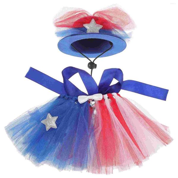 Vêtements pour chiens 1 ensemble de chiot Independence Day Cap Robe Pet réglable Mesh Tutu Jupe Chapeau