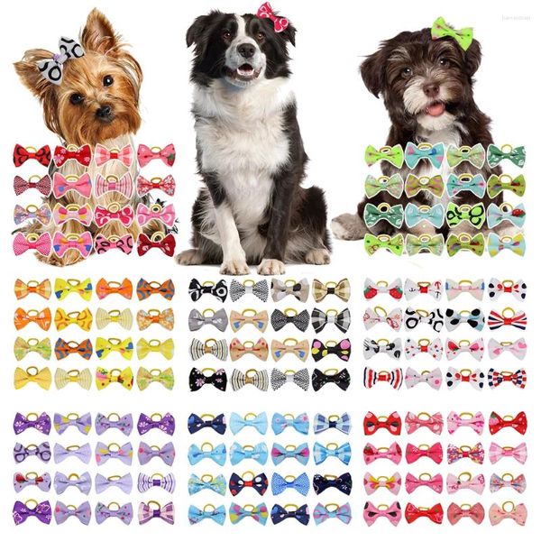 Vêtements pour chiens 10/20 / 30pcs de toilettage Bows Hair Bands de caoutchouc Cat Fourniture de noyaux à la main