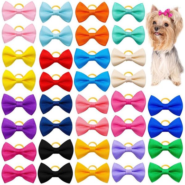 Ropa para perros 10/20/30 unids Mezcla de colores Arcos Gato Pelo Cachorro Accesorios de aseo Pet Headwear Bandas de goma