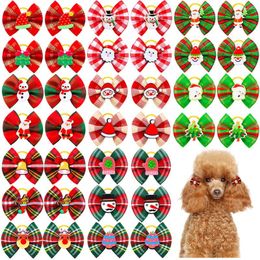 Appareils pour chiens 10 / 20pack Grooming Hair Bow Santa Rubber Band Christmas Decorative Forsmall Accessories décorativedog