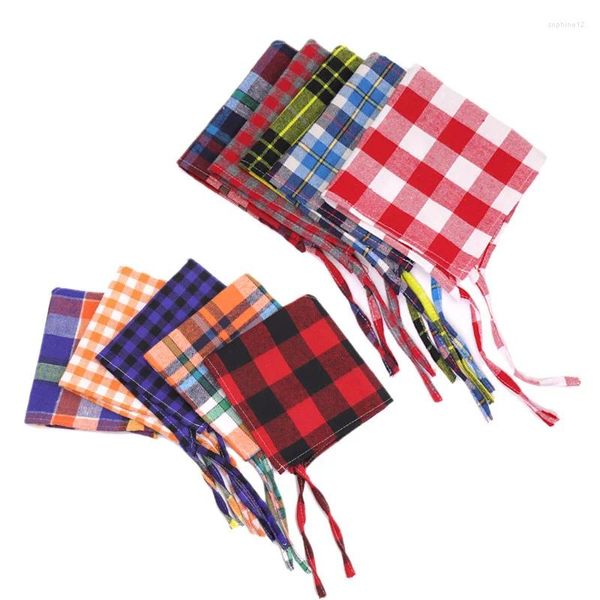 Vêtements pour chiens 10 PC Bandana Petit Moyen Bavoirs Écharpe Coton Plaid Avec Cravate DogTriangulaire Réglable Chiot Bandage Accessoires