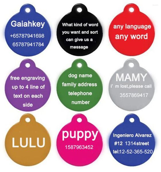 Ropa de perro 10 PC Etiqueta de mascota personalizada Nombre de la forma del corazón Etiquetas de identificación grabadas para collar colgante de placa de identificación anti-perdida