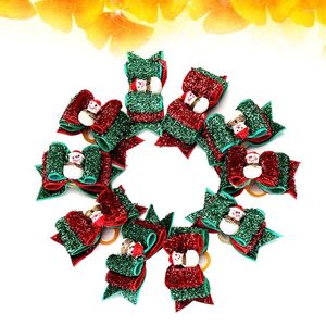 Vêtements pour chiens 10 pcs accessoires rubans de cheveux arcs avec clips petits chiens cravate de Noël pour animaux de compagnie