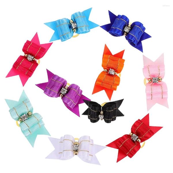 Ropa para perros 10 PCS Accesorios de arco para perros pequeños Arcos Chica Clip de pelo Corbata Tamaño Cachorro Clips de Halloween