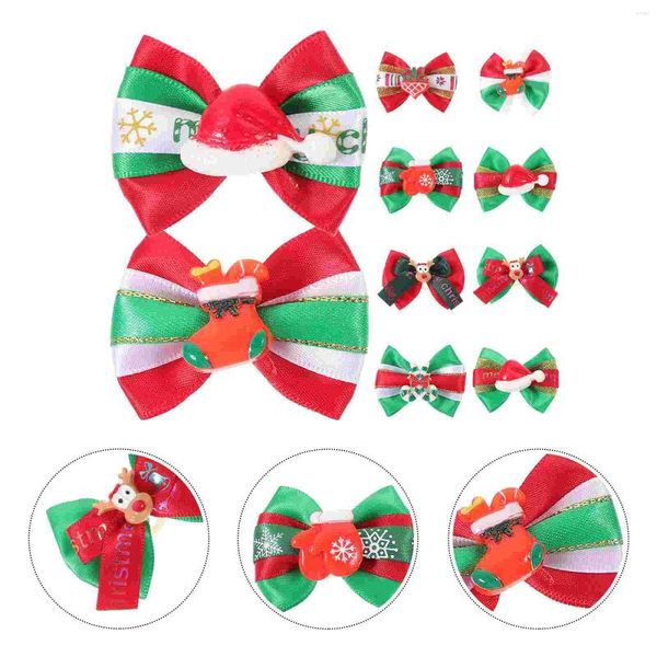 Vêtements de chien 10 pcs arc de Noël Père Noël bonhomme de neige coiffure pour animaux de compagnie arcs pour cheveux épingle à cheveux