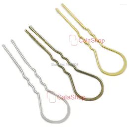 Hondenkleding 10 PCS / Lot 105mm 4 1/8 "U-Shape Plug Hair Fork Exquisite Clip Stick Pin Bow Accessoires voor meisjes Dames Nikkel