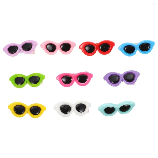 Vêtements pour chiens 10 pièces lunettes pour animaux de compagnie épingle à cheveux épingles à cheveux d'été clips modélisation lunettes de soleil forme coiffure en plastique style de chat