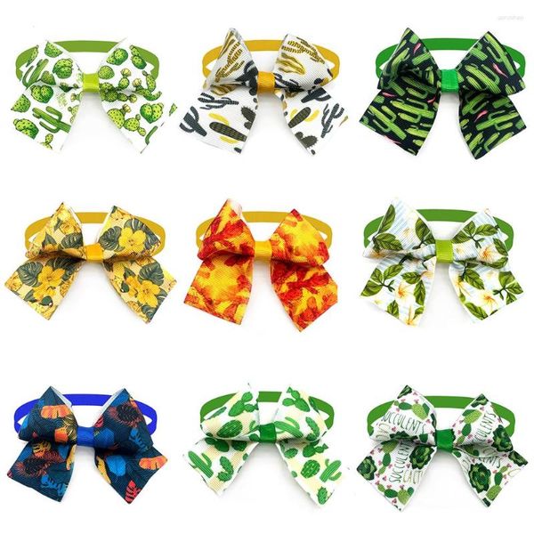 Ropa para perros 10 PCS mascotas de verano planta de pajarita de cactus corbatas de patrón de cactus perros peinados aros de aseo collar para pequeños accesorios de productos para mascotas