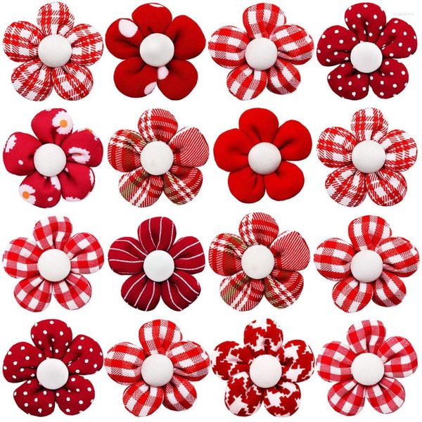 Appareils pour chiens 100 / 200pcs en gros de cheveux de fleurs arcs accessoires pour animaux de compagnie Red Pippy Supplies pour les petits toilettes