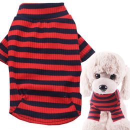 Dog Apparel 100% Katoen Gestreepte Honden Shirt Ademende Stretchy Huisdier Kleding Puppy T-shirts Katten T-stuk voor Kleine Doggy Beagle Franse Bulldog Schnauzer XL 6 Color A27