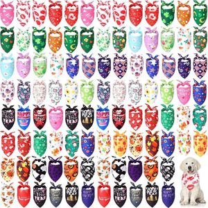 Hondenkleding 100 PCS Holiday Dogs Bandanas Bulk Valentine voor Pasen Kerstmis Mix Pet Bibs Flower Sjaalkostuum Dogscat