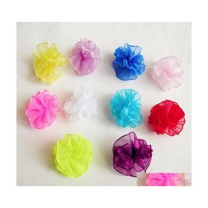 Vêtements de chien 100pc / lot bonbons couleur cheveux arcs gaze fleur bouffées chiens accessoires fournitures de toilettage pour animaux de compagnie cadeau livraison directe maison jardin dhpak