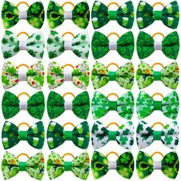 Vêtements pour chiens 100pcs Bows ST Patrick Fournitures pour animaux de compagnie Hiar Accessoires Petits cheveux Bandes de caoutchouc Produits de toilettage