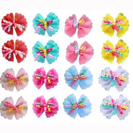 Hond Kleding 100PCS Bows Volumes Lint Huisdier Haar Kant Strik Elastiekjes Leuke Accessoires Porselein Cadeau Voor Dogs273W