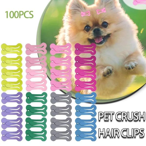 Ropa para perros 100 unids linda horquilla colorida forma de hueso cachorros perros clips de pelo gatito gato barrettes accesorios de cuidado de mascotas