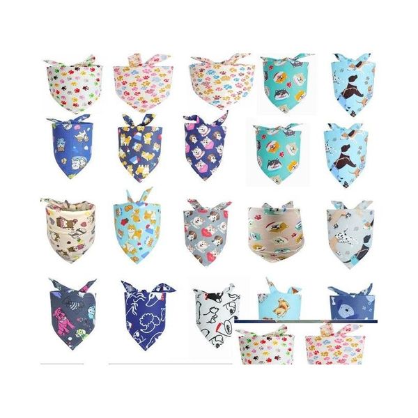 Vêtements pour chiens 100pcs / lot nouvelle arrivée mélange 100 couleurs chiot animal bandana collier coton bandanas cravate produits de toilettage livraison directe maison Ga Dhaxe