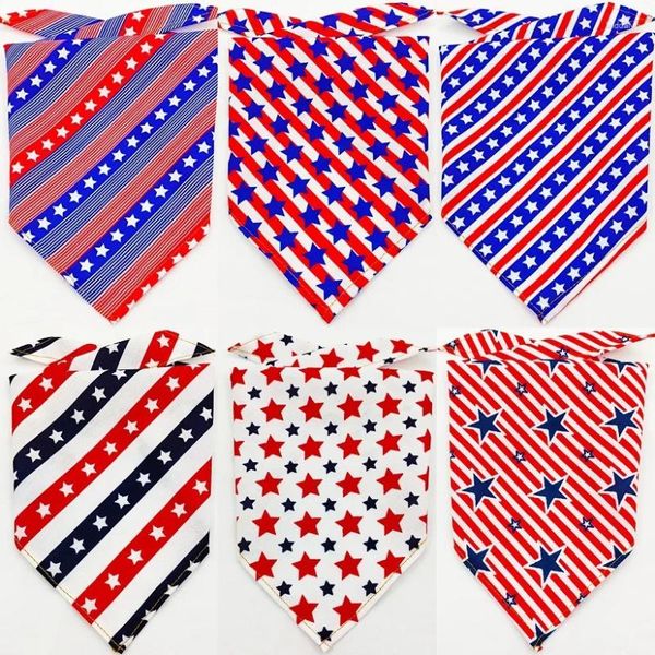 Ropa para perros 100 unids / lote Pet Puppy Cat Star Flag Bandanas Collar Bufanda Y80706 Puede elegir color