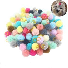 Vêtements de chien 100x mignon chiot chat cheveux arcs avec bandes de caoutchouc boule de dentelle accessoires faits à la main produits de toilettage