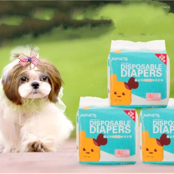 Ropa para perros 10 piezas/pañales de bolsas pañales para perros mascota femenina desechable nappies de fugas Puppy Super absorción Pantalones fisiológicos