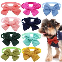 Ropa para perros 10pcs algodón sólido gato gato reverencia de colcha ajustable arsos corbatas para perros pequeños accesorios de preparación