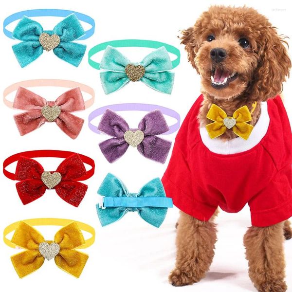 Appareils pour chiens 10pcs Fashion Pet Cat Bowtie Bowties brillants pour les chiens à petit boutique Boutique Colli