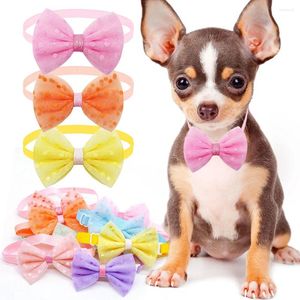 Ropa para perros 10pcs preparación de mascota bowtie lindo encaje pequeño gato arco perros mascotas accesorios de cuello de corbata de lazo para