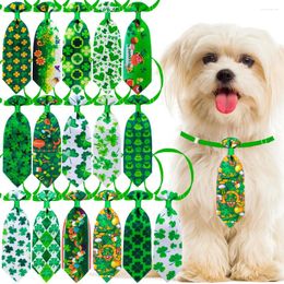 Vêtements pour chiens 10pcs cravates St Patrick's Day Pet fournit des animaux de compagnie chat noix de nœud vert blanc
