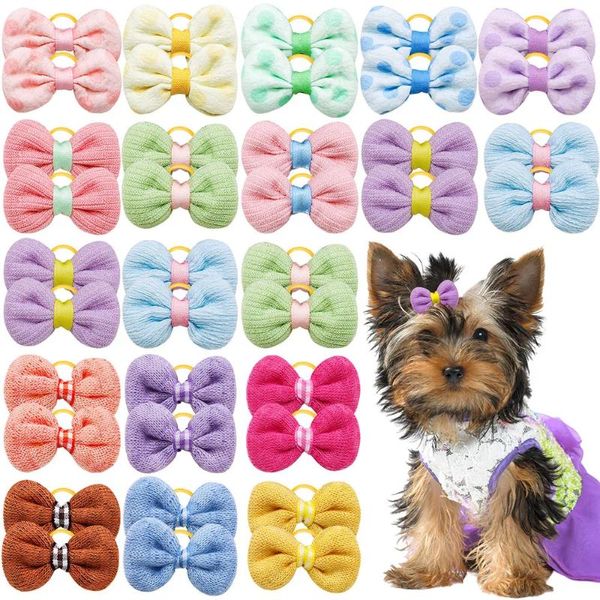 Ropa para perros 10pcs mascota de decoración de productos Pequeños arcos de goma goma de goma Bownot para accesorios de perros de gatos hechos a mano