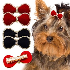 Vêtements de chien 10pcs Accessoires de cheveux pour animaux de compagnie Bow Clip Cute Cat Band Diamond Grossiste Produits en vrac