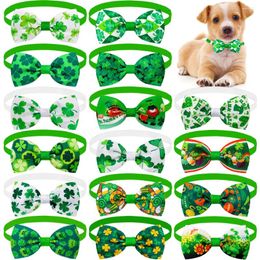 Hondenkleding 10 stks St Patrick's Day Pet Supplies Bowtie Cat Bow Tie Necenties White Green Bows Bowties Dogs Dogs