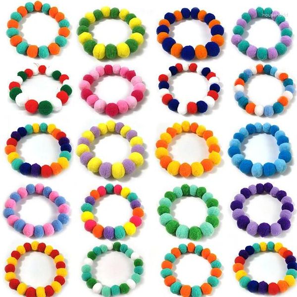 Ropa para perros 10 unids estilo mascota pajarita poliéster bola de peluche corbatas arco iris flor collar collar accesorios de aseo