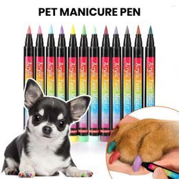 Hondenkleding 12 kleuren Pet Nail Art Pen Set Snel droge borstel Poolse pens Diy Manicure Supplies voor puppy kat kleine huisdieren