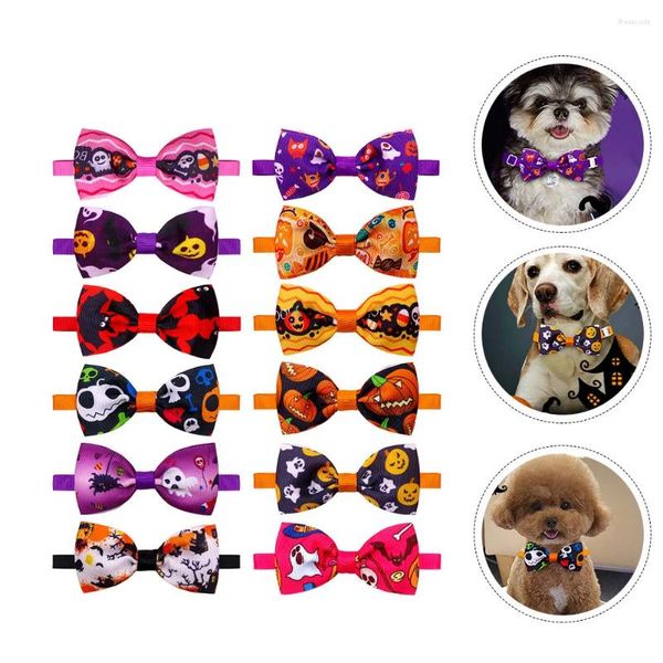 Vêtements pour chiens 12 pcs Pet Bow Tie Cat Bowtie Cravates Cosplay Costumes d'Halloween Cravates réglables Polyester