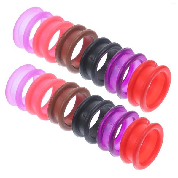 Ropa para perros 12 PCS Anillo de silicona Tijera Protector de dedos Suministros para mascotas Tijeras de aseo para perros suaves