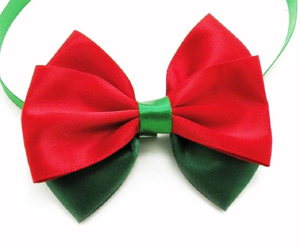 Vêtements pour chiens (120 pc/lot) vacances de Noël vert rouge noeuds papillons mignons cravates pour animaux de compagnie chiot chat accessoires fournitures de toilettage LY03