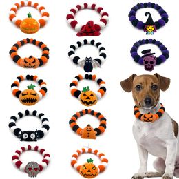 Ropa para perros 12 PCS Estilo de Halloween Pet gato Collar collar del collar de calabaza lindas accesorios de preparación 230815