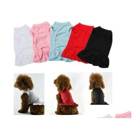 Vêtements de chien 12pcs / lot blanc plaine coton doux robe de chien chemise jupe vêtements d'été pour animaux de compagnie pour petits grands chats chats maison jardin animal de compagnie suppl dh2cn