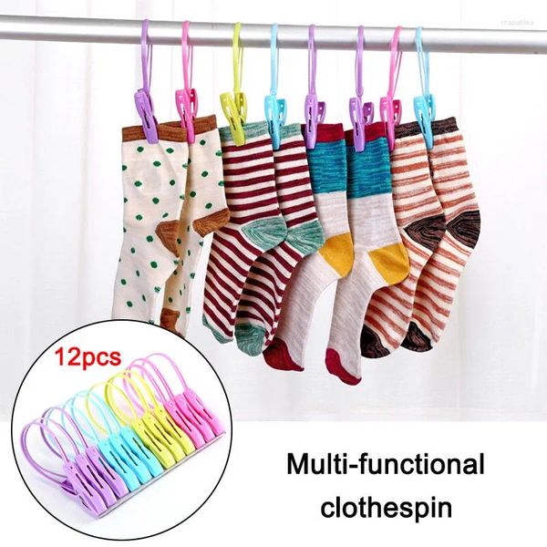 Vêtements de chien 12pcs pinces à linge en plastique crochet portable pinces à linge soutien-gorge chaussettes cintre anti-vent 12pcs / set accessoires pratiques