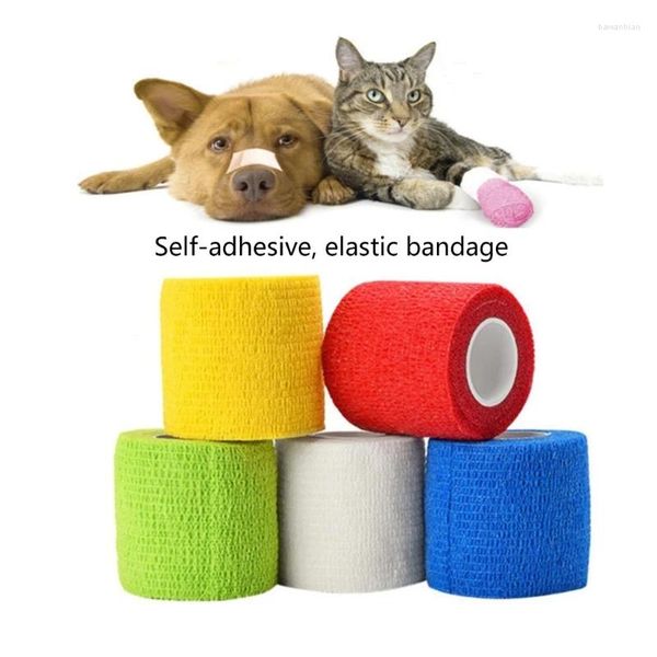 Vêtements pour chiens 12pcs / Set Auto-adhésif Bandage Wrap Vétérinaires Bande pour chiens Chevaux Entorse de la cheville Soins des plaies pour animaux de compagnie Drop Ship