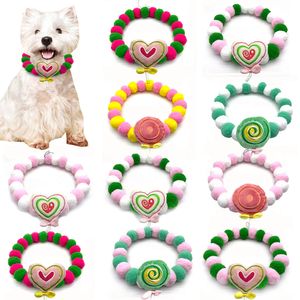 Hondenkleding 12 stks Valentijnsdag Versieren Creatieve Kleine Middelgrote Bowtie Lollipop Hartstijl Ketting Benodigdheden Accessoires voor huisdieren 230628